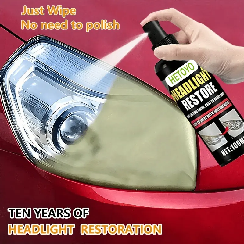 Headlight Repair Spray - Chemical-free, long-lasting protective coating, leaving headlights clear and bright, preventing yellowing and oxidation.