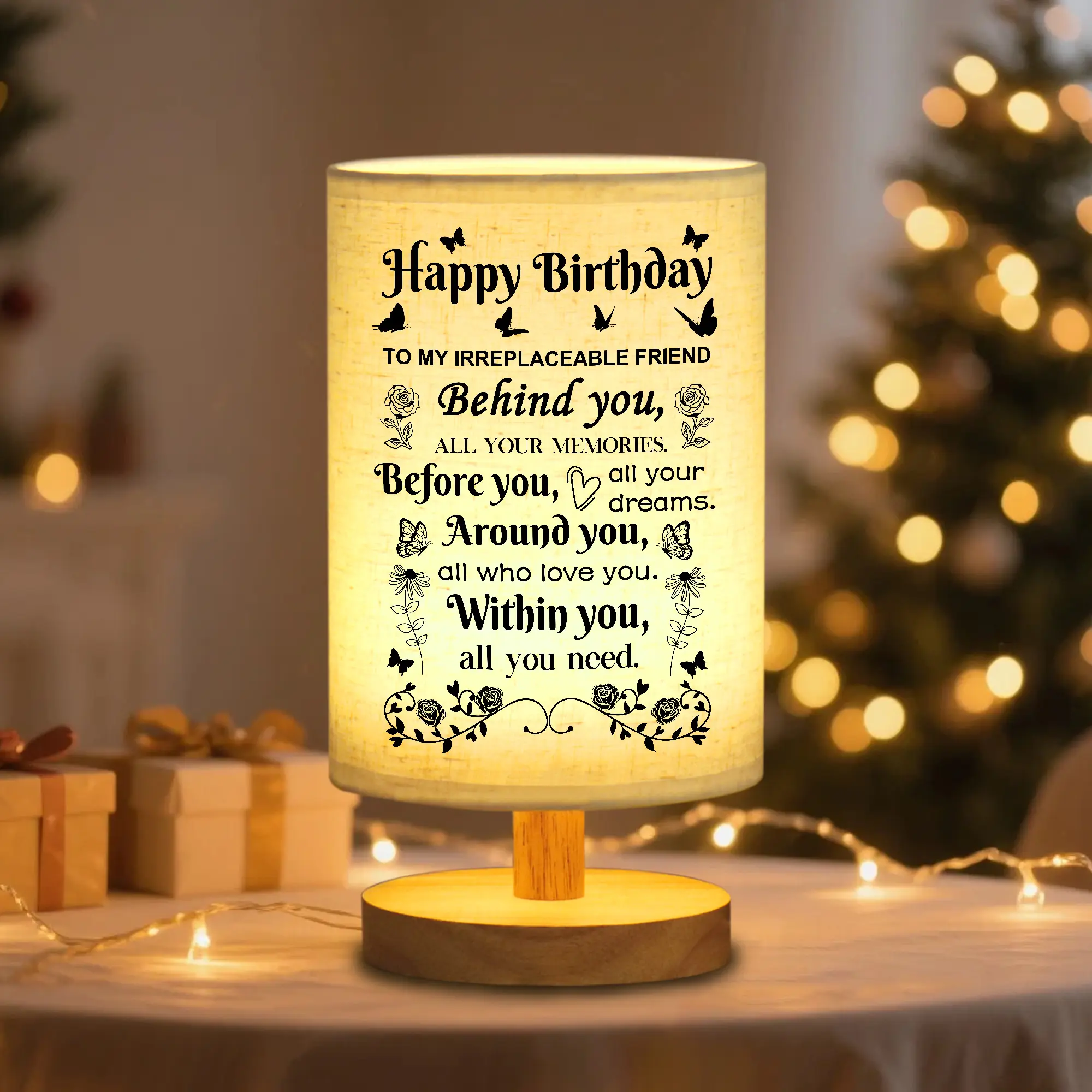 Birthday Gift Table Lamp with Birthday Wishes, USB Powered Desktop Light, Perfect for Friends Family, Ideal for Birthday Parties