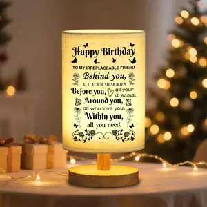 Birthday Gift Table Lamp with Birthday Wishes, USB Powered Desktop Light, Perfect for Friends Family, Ideal for Birthday Parties