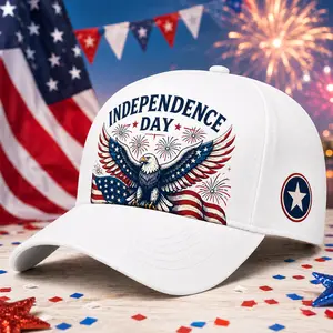 Independence Day Baseball Cap USA Patriotic Eagle Fireworks 4th of July Curved Brim White Hat, Unisex Dad Hat for Men Women, American Flag Stars & Stripes Graphic Summer Outdoor BBQ Party Travel Casual Streetwear Holiday Gift Cap
