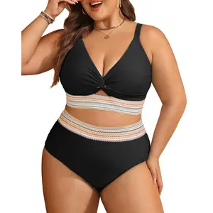 Daci Plus Size Two Piece Swimsuits - High Waisted Bikini for Women Tummy Control Bathing Suits Knot Twist Swimwear 2026