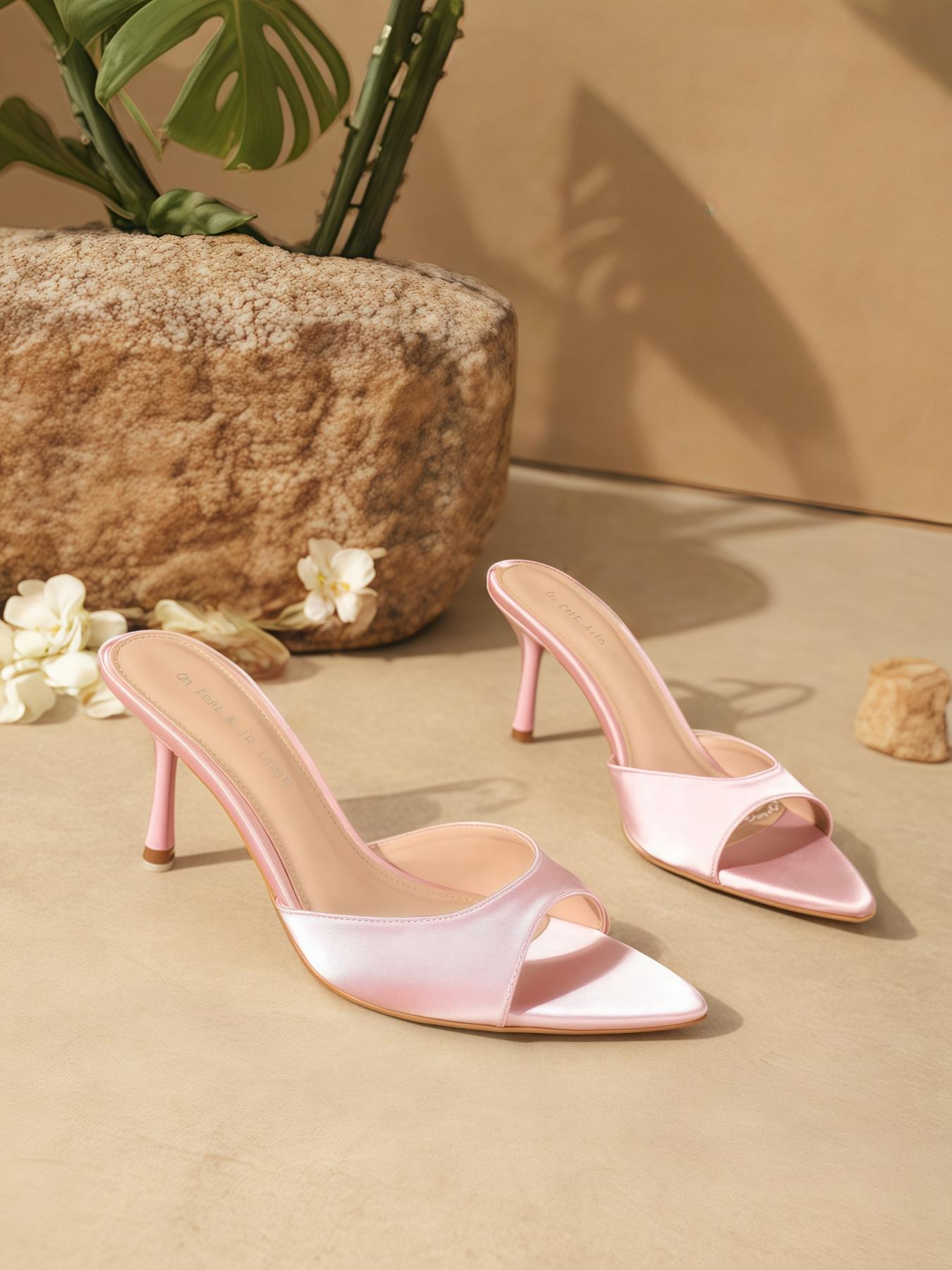 Women's Elegant Minimalist Satin Sandals, Trendy Pointed Toe High Heel Sandals, Chic All-match Shoes for Party & Daily Wear, High Heeled Sandals, Elegant Classy Sandals