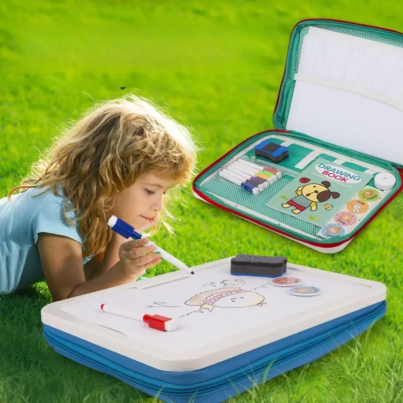 Portable Drawing Bag, 1 Box Outdoor Graffiti Portable Painting Board, Erase Reusable Art Kit, Bright Surface Wipe-Off Doodle Board, Unisex Toy