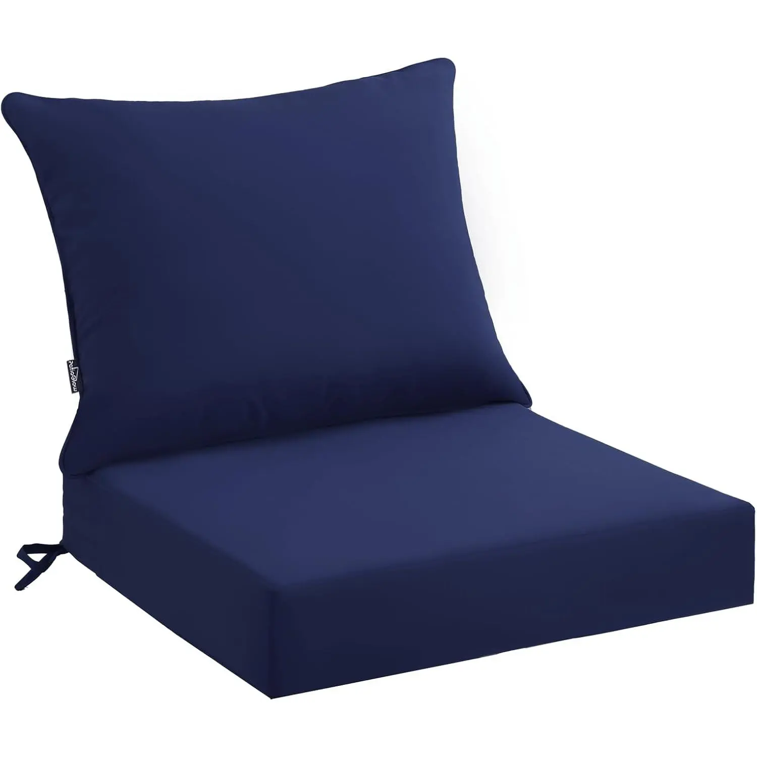 Rectangular Outdoor Cushion Seat Set, 22x24x4 in Waterproof & Fade-Resistant Patio Furniture Cushions with Removable Cover & Ties, Thick Deep Pad for Outside Chair Sofa Couch, Dark Blue