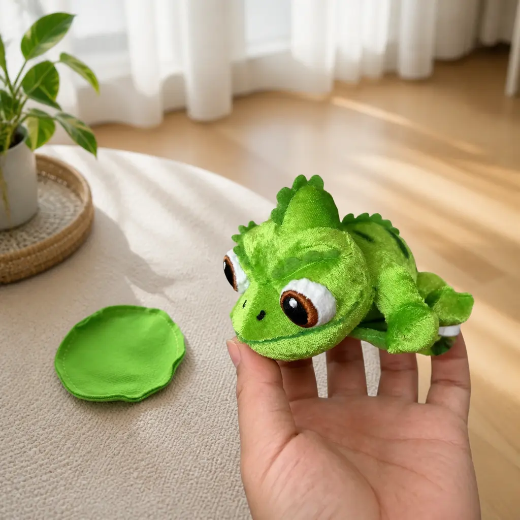 Green Chameleon Shoulder Plush, Cute Lizard Stuffed Figure with Magnetic Sitting Design for Cosplay, Party & Gift