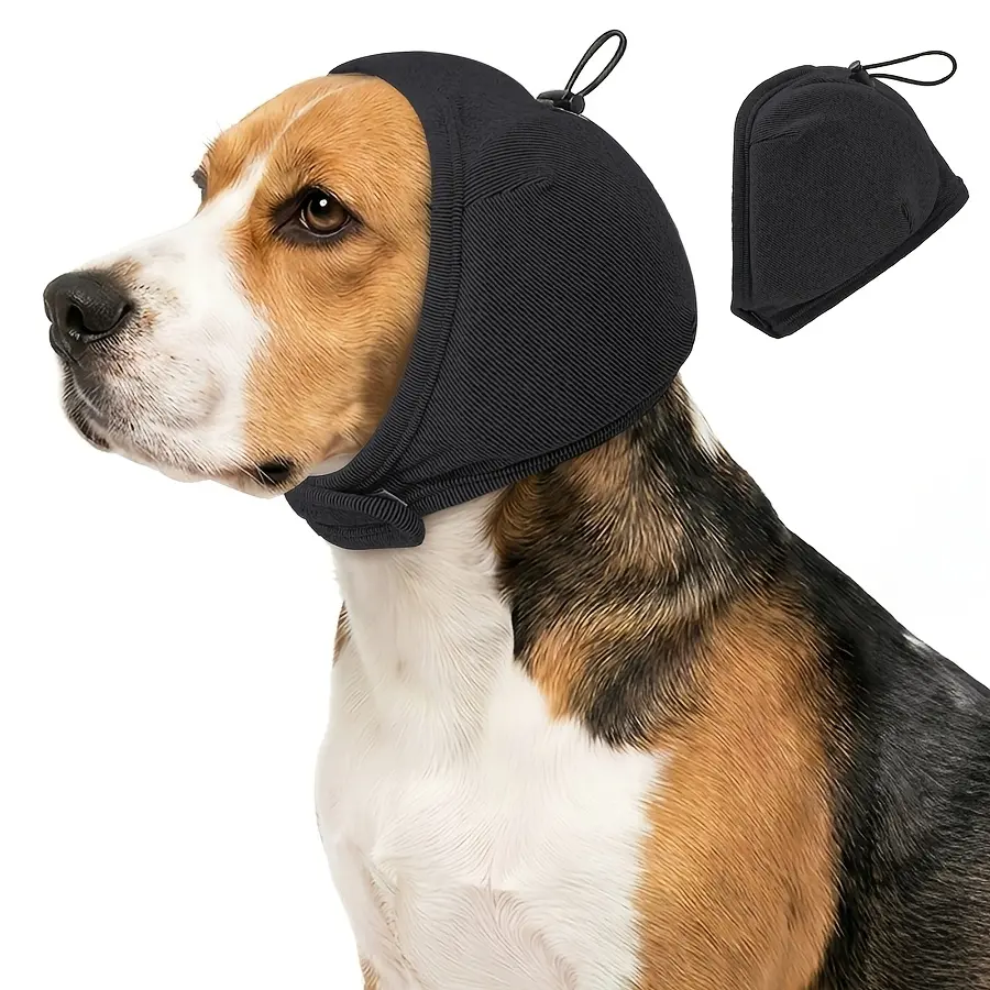 Adjustable Calming Dog Hat with Elastic Ear Muffs & Hoodie - Breathable Noise Protection Suitable for - Wear, Blow Drying Headband Wraps for Small/Medium/ Dogs, Machine Washable Ear Cover for Quiet Gift for Puppies