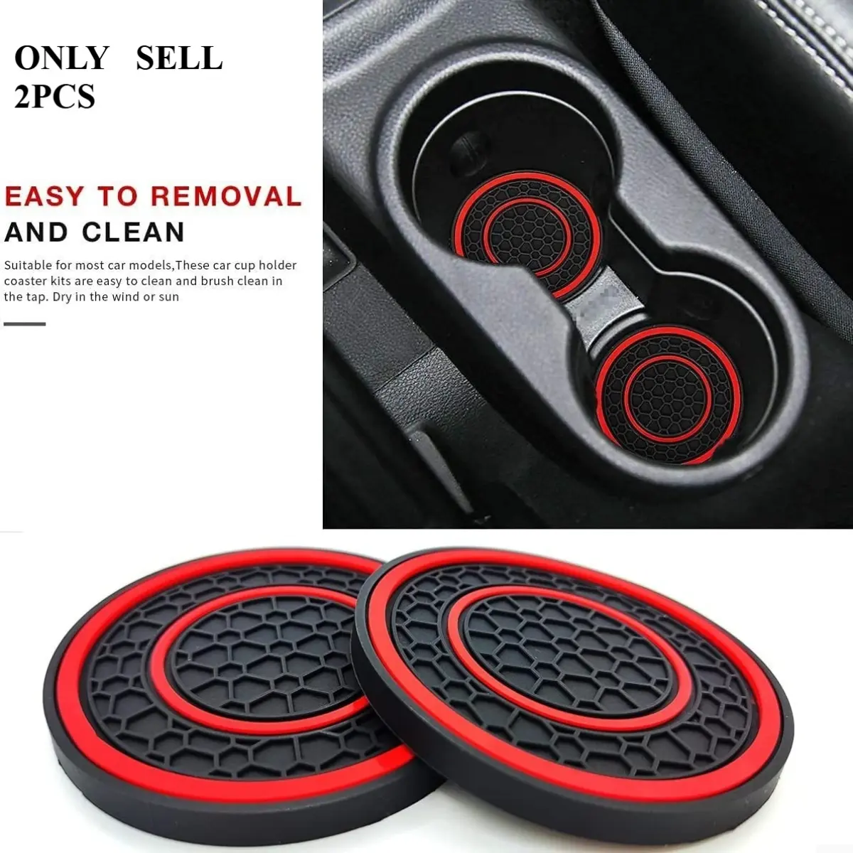 2PCS Dual Ring Universal Car Cup Holder Mats, Anti Slip Dustproof Insertable Car Cup Pads, Vehicle Interior Accessories