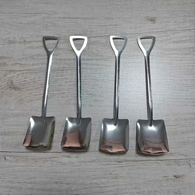 Stainless Steel Spade Spoon Set, 4 Counts Creative Cute Spoon, Home Eating Watermelon Scoop, Dessert Scoop, Kitchen Utensils, Kitchenware, Spoons Set