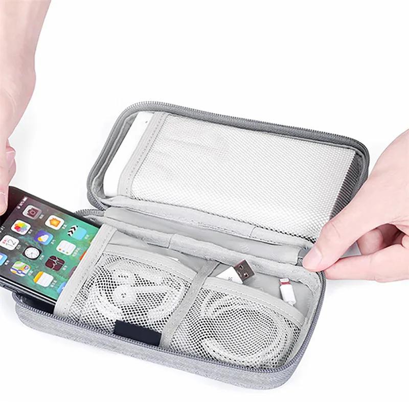 Oxford Travel Cable Bag Shockproof Multi-layer Charger Data Cable USB Bag Organizer Solid Color Electronic Accessory Storage Bag