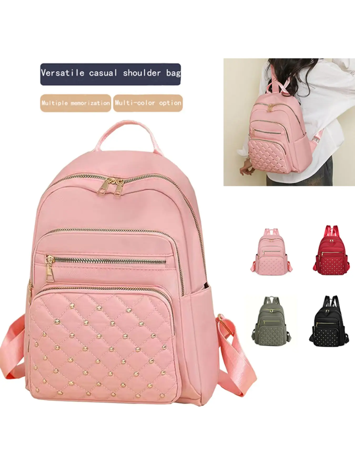 High-End Women's Traveler Essentials Backpack for Fall Winter, Solid Color Casual Shoulder Bag, Ideal for Daily Commute and Travel, Perfect for Various Holidays
