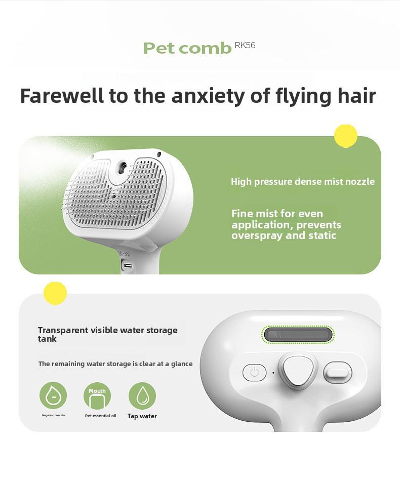 Steam pet comb, spray comb, cat grooming comb, needle comb, pet grooming tool, dog comb, pet supplies, cat comb