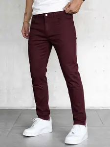 Men's Slim Fit Stretch Jeans, Simple Fashion, Multi-Process Design, Durable High-Quality Fabric, Wine Style, All Seasons
