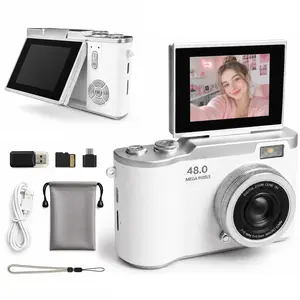 Flip Screen Ccd Camera, Portable Student Camera with Storage Card, Ideal for Teens and Back-To-School, Compact Selfie Digital Camera, Digital Zoom Camera, Portable Vlogging Camera, Digicam, Portable Handheld Camera