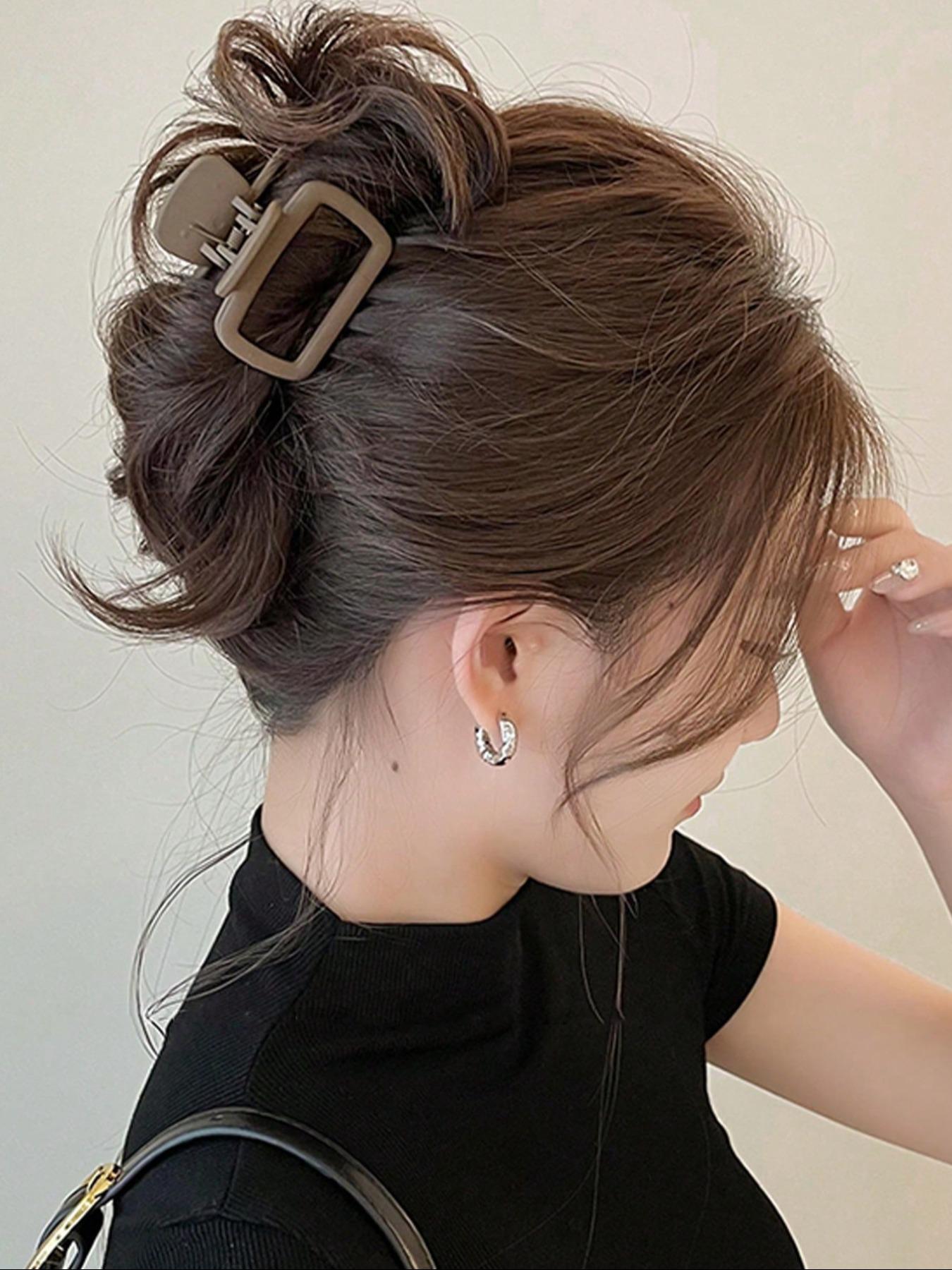 Solid Color Hair Claw, Elegant Cute Hair Accessories for Women & Girls, Headwear for Thick Hair, Fashion Hair Accessories for Party, Daily, Flat Claw Clips