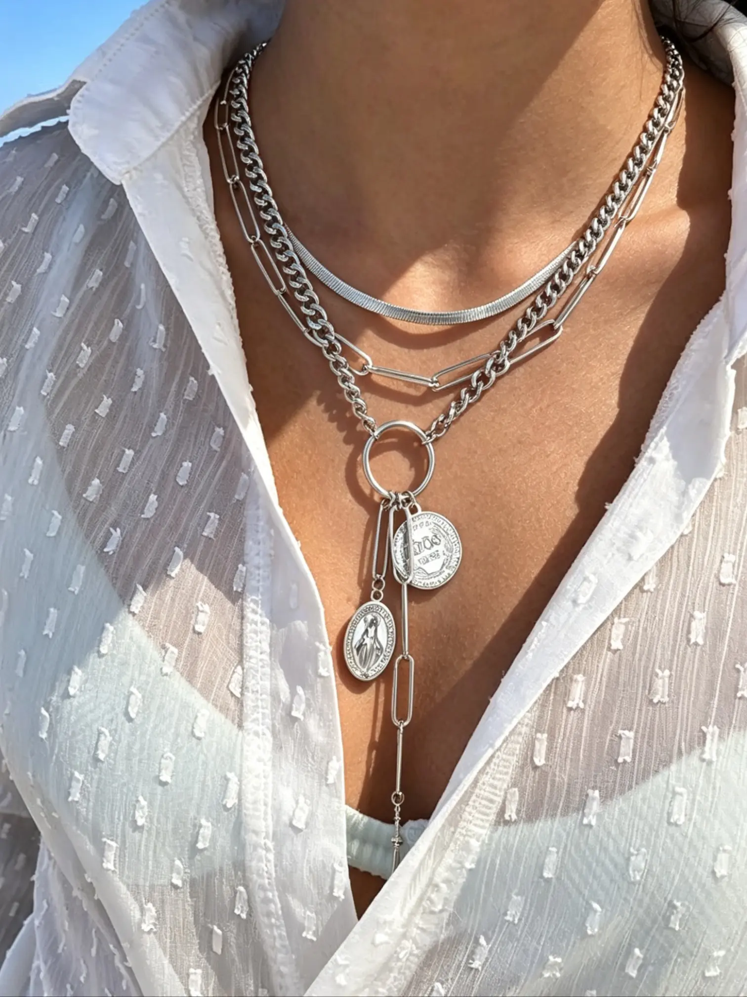 3-Piece Retro Boho Snake Chain Necklace Set, Copper Y-Chain Layered Necklaces, Stackable Chains, Perfect for Parties, Beach, Travel, Gift Idea