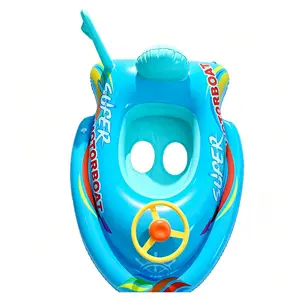 Baby swim float seat boat Children's Car Boat Anti-Roll Swimming Seat Ring Pool Water Play Toy with Built-in Simulated Steering Wheel inflatable ride-on boat float for kids