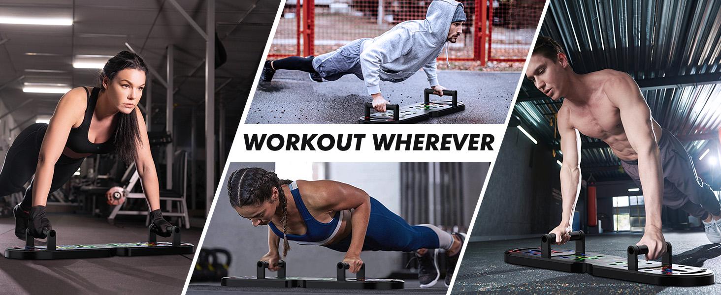 THE WELL KEPT Portable Home Gym Workout Equipment, Push Up Board, Pilates Bar & Fitness Accessories with Resistance Bands for Upper Body Strength Training Full Body Workout at Home