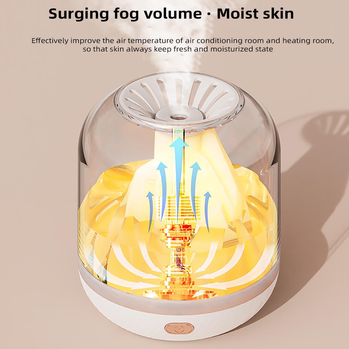 1L Air Humidifier, Volcano Design Aroma Diffuser with Ambient Light, Rechargeable Humidifier for Home, Office, Living Room, Bedroom, Corridor, Desk