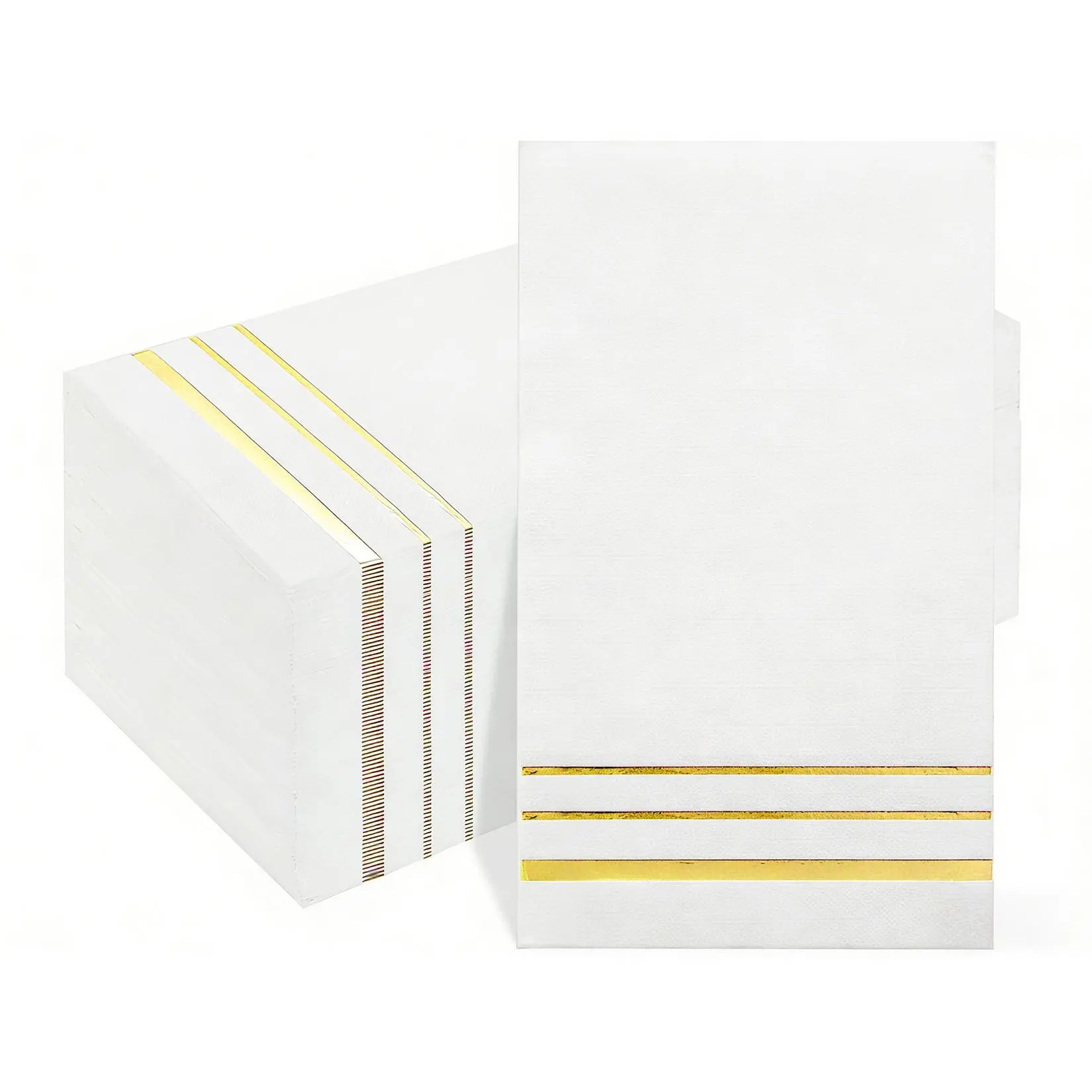 Disposable Napkins, 300-Pack 3-Ply Large Wood Pulp Paper Napkins with Gold/Silver/Rose Gold Foil Trim, Soft Absorbent Dining Guest Towels for Wedding, Anniversary, Birthday & Holidays, 15.7x13in Luxury Decorative Tissue