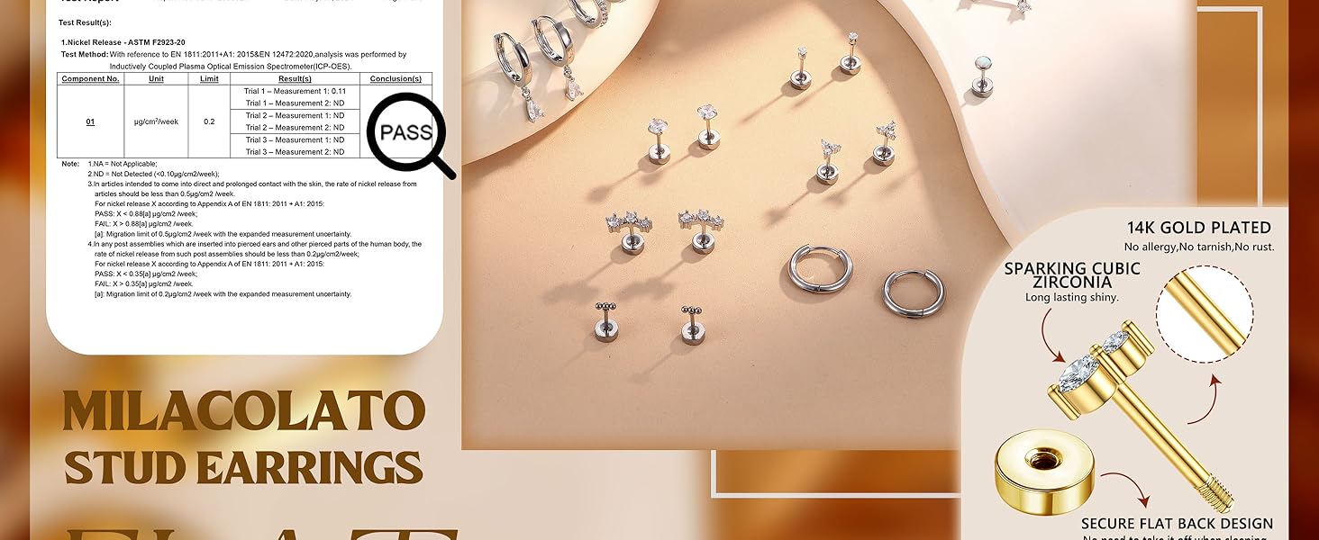 MILACOLATO Hypoallergenic Flat Back Earrings Gold Cartilage Earring Sets for Multiple Piercing 20G Surgical Stainless Steel Earrings for Women Trendy Earring Stacks Small Hoop Flatback Stud Earrings SpringStatements