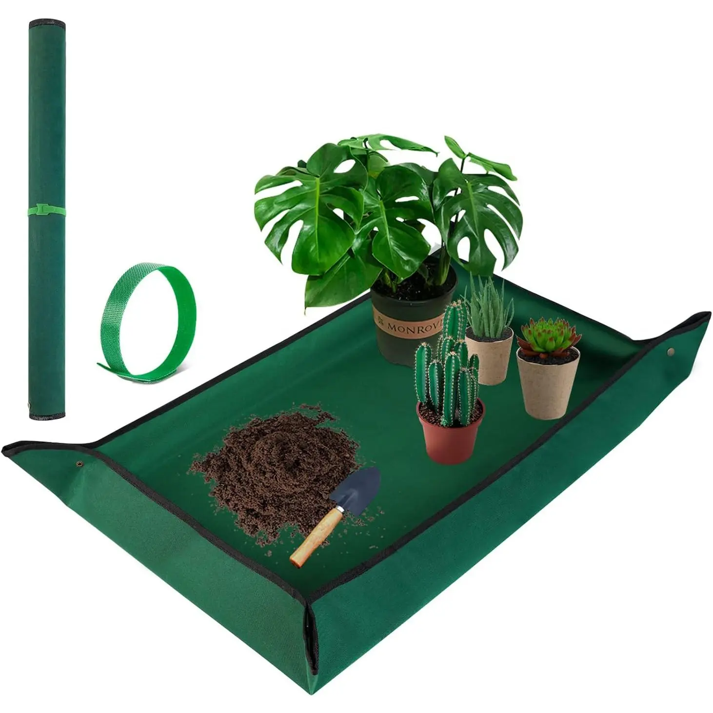 Repotting Mat for Indoor  Transplanting and Mess Control, 43" X 29" Thickened , Foldable and Easy to Clean, Suitable for Succulent , Green