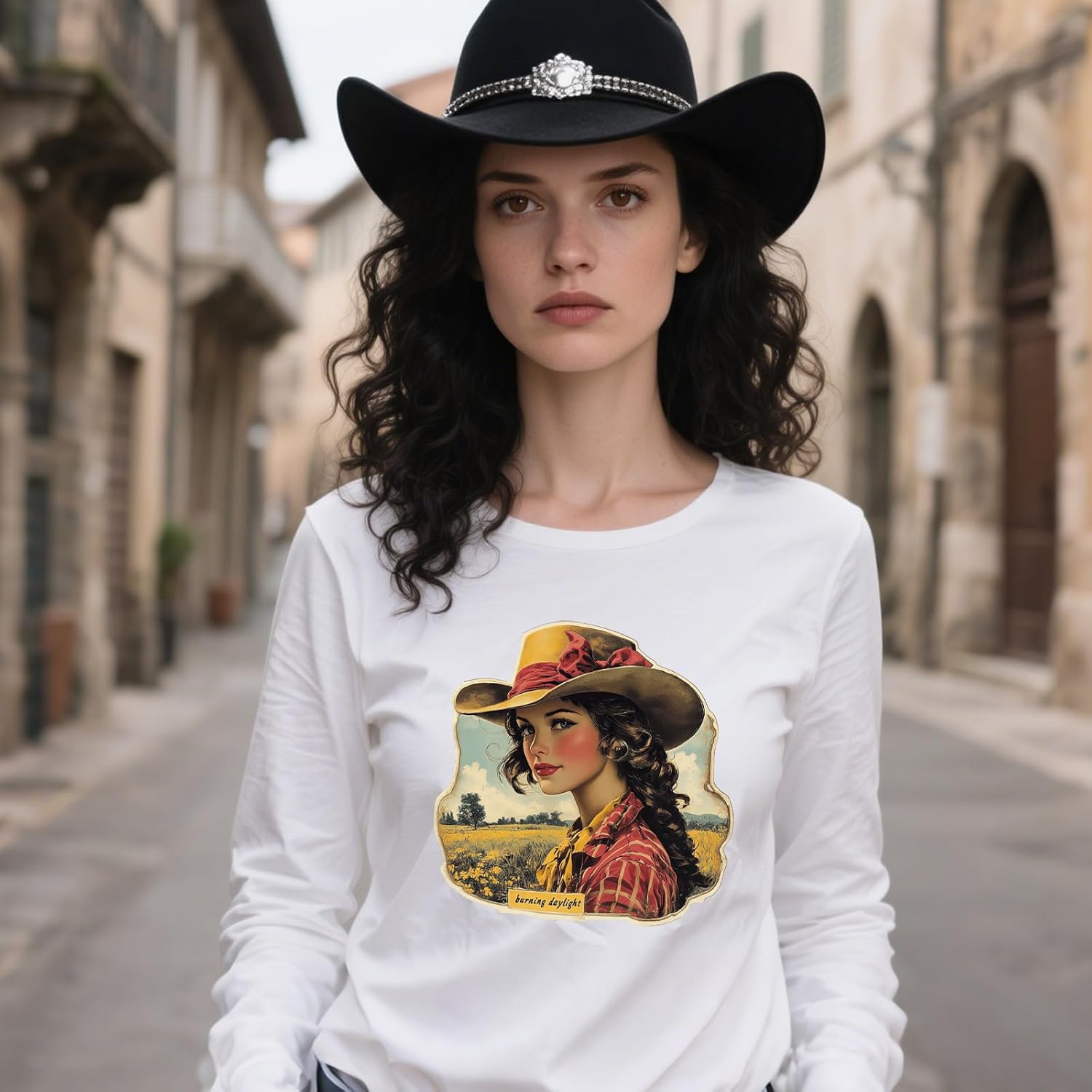 Cowgirl Iron on Transfers for Tshirts - 20 count  Dtf Transfers Ready to Press, Western Oils Painting Iron on  Patches, Retro Cowgirls Heat Sublimation Stickers for DIY Clothes Bags