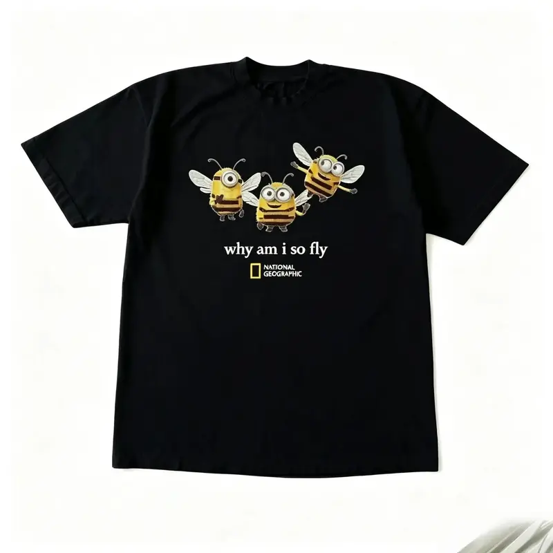 Gildan Men's And Women's T-Shirt, National Geographic Minibee Cotton T-Shirt, Animal T-Shirt, Unisex Vintage Graphic Tees Gothic Grunge Y2K Emo Scene Amity Affliction Style Clothes Men Women Streetwear SummerC516