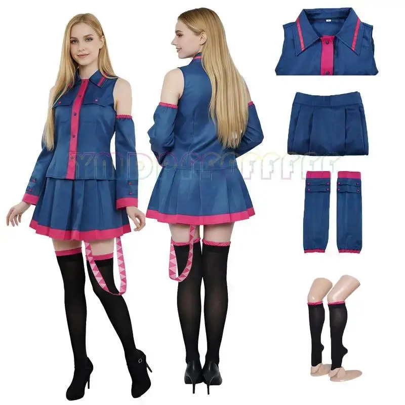 Anime Kasane Teto cosplay costume wig Halloween party set top skirt sleeves socks Easter dress fantasy dress up hot