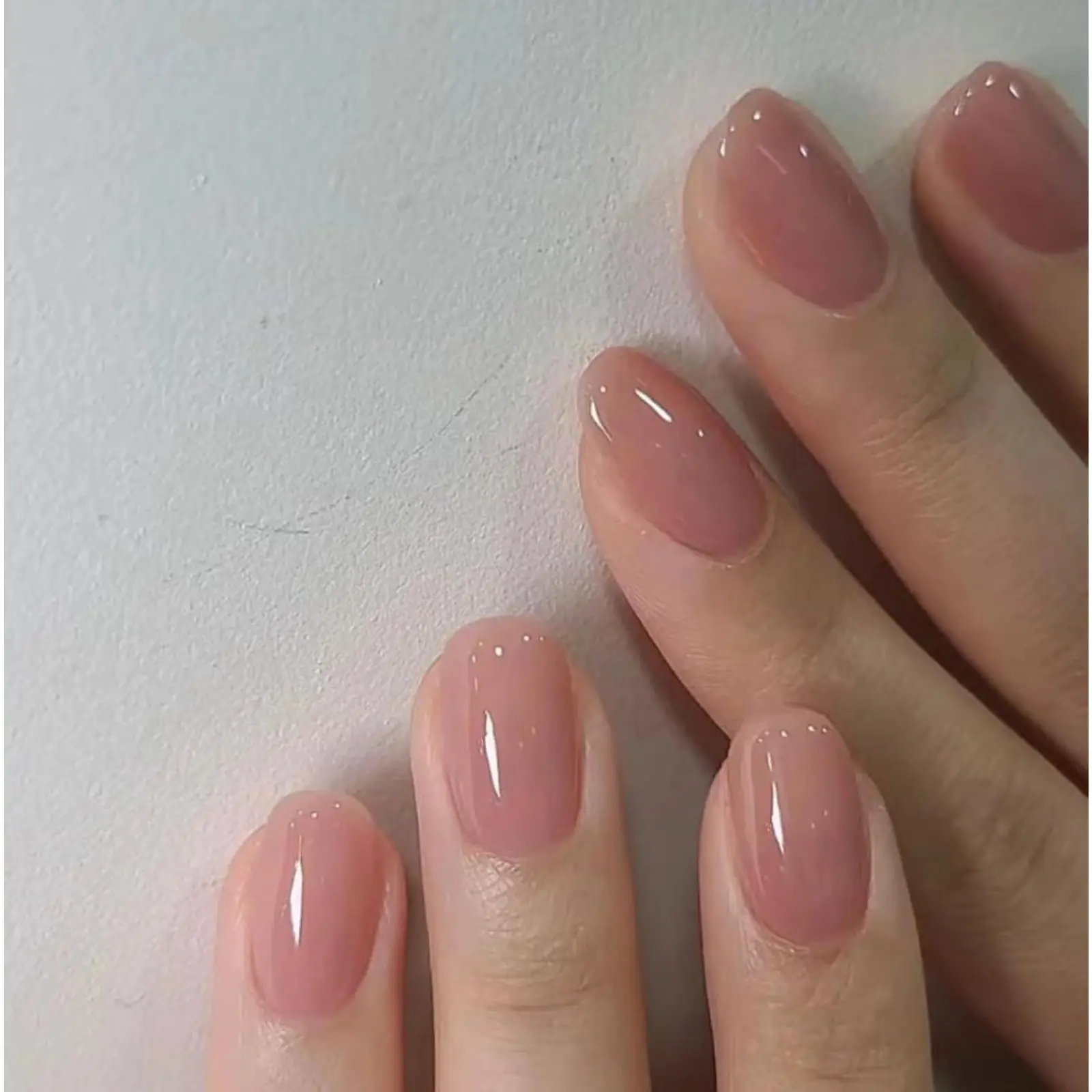 Extra Short Oval Press On Nails, Nude Peach Pink, Soft Gel, Salon-Quality Natural Fake Nails, Curved Fit, 7-14 Day Glue-On Wear, Reusable Stick-On Nails, Press-On Kit