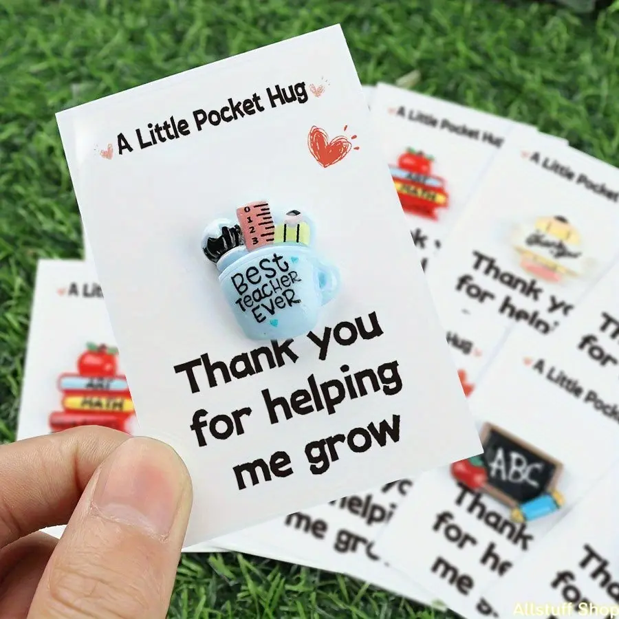 10pcs Teacher Appreciation Gift Set with Inspirational Thank You Card, Resin Pen Holder, Pencil, Book, And Other Statue Figurines - Perfect Thank You Gifts for Teachers on Thanksgiving, Teacher'S Day, Graduation Season, And Back-To-School Season