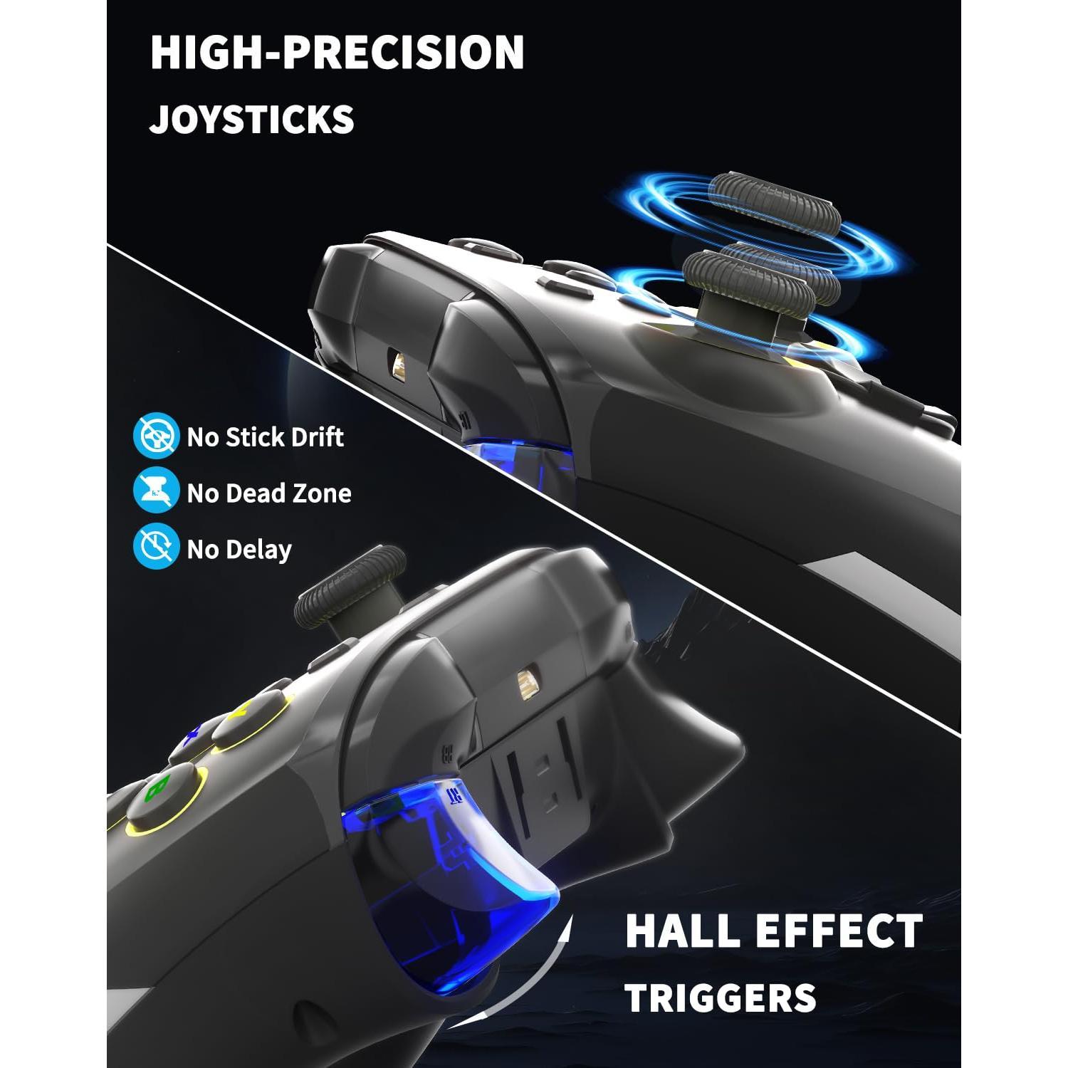 Mobile Gaming Controller for /Android//Laptop, Wired Control for PC/Steam, Programmable  Gamepad with Phone Clip for Gamer, with RGB Lighting Effect/Turbo/Vibration