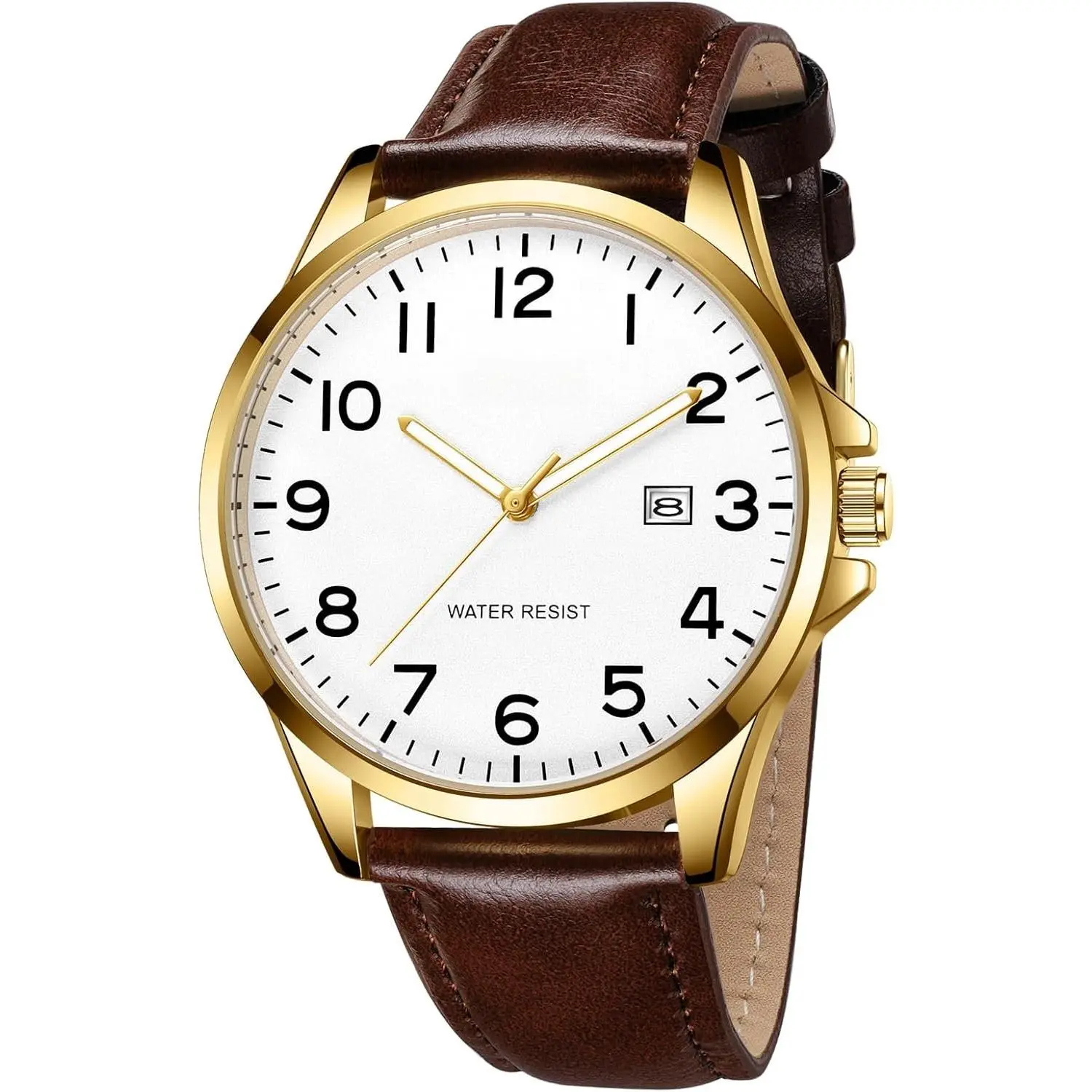 Watch for Men, Fashion Minimalist Wrist Watch  Quartz Analog Date with Leather Strap
