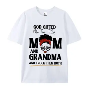 God Gifted Me Two Titles Mom And Grandma Graphic Tee, African American Mom Grandma Comfort Outfit, Mother's Day Gift For Her
