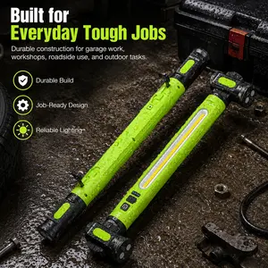Upgraded 3000LM Work Magnetic LED Work Light Rechargeable, Portable COB Garage Light with Flashlight, Hook and Battery Indicator for Emergency Use
