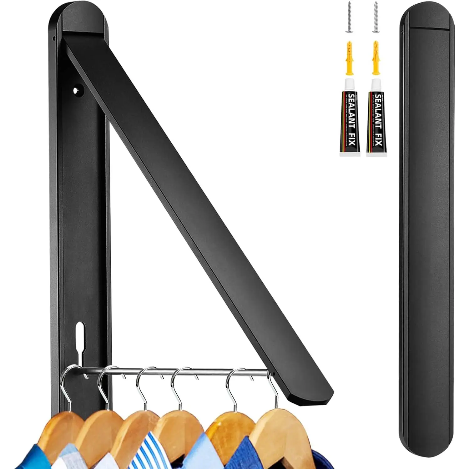 Clothes Drying Rack for Small Laundry Rooms, Clothes Drying Rack Folding Indoor, Wall Mounted Clothes Rack Foldable, (Aluminum, Black)