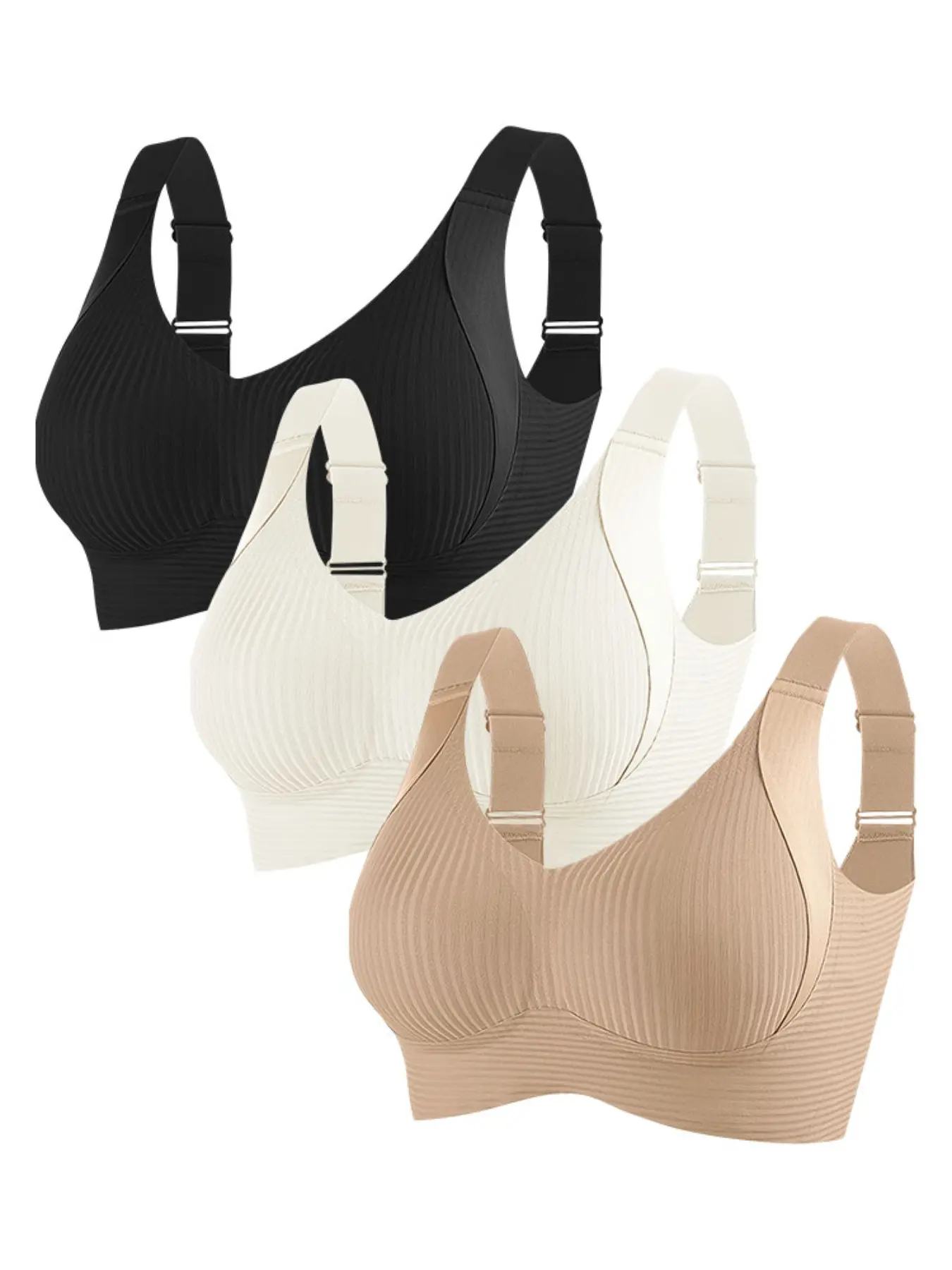Women's Lingerie Set, Back Closure Design, Adjustable, Push-Up, Seamless, Wire-Free, Comfortable, Medium Support, All Seasons