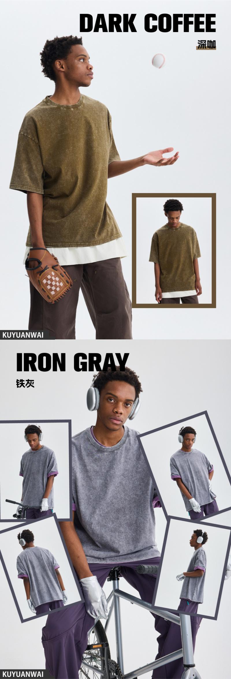 Oversized T-shirts for Men Gym Vintage Heavyweight T-shirts Cotton Workout Acid Wash Baggy Tees Half Short Sleeve Summer Top Casual Loose Fit Solid Streetwear Comfortable Tees