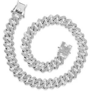 Cuban Link Chain for Men and Women,  16 Inch Bling Iced Out   Hop  Iced Out Miami Cuban Necklace