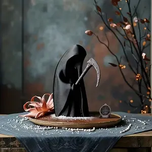 Collectible Figurines, 1 Miniature Reaper with Scythe, Craft Ornament, Halloween Decoration, Perfect for Horror Enthusiasts