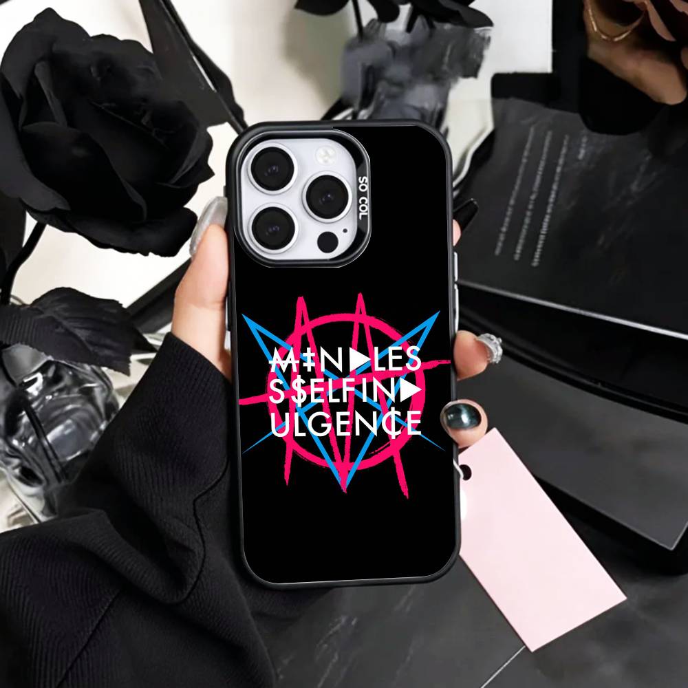 M-Mindless S-Self I-Indulgence Phone Case For iPhone17,16,15,14,13,12,11 Plus,Pro Max Colored Silver Plated Inside Cover