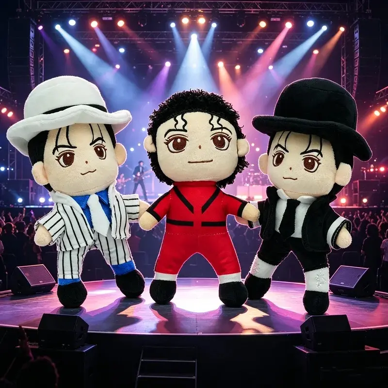 TreasuringU Cartoon Michael Plush Doll Cool Jackson Stuffed Toys Star Plushie Fans Birthday Gifts