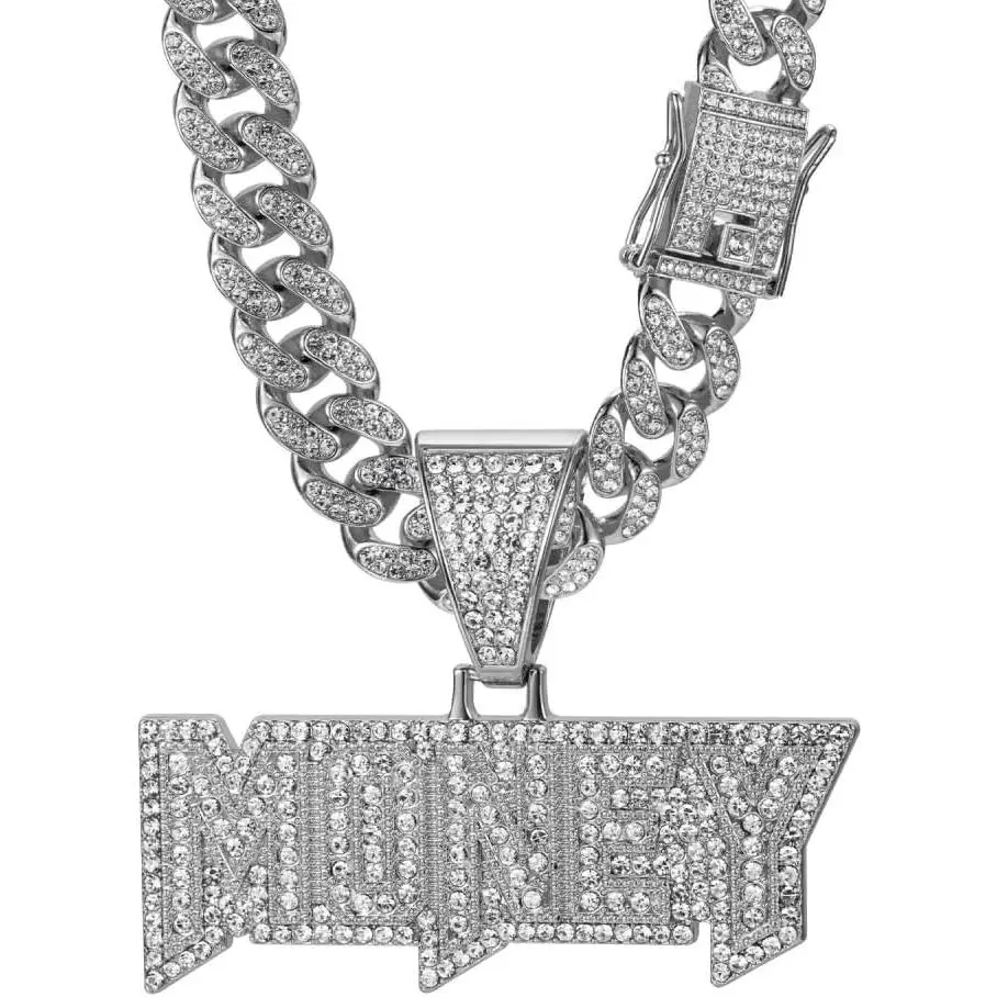 hop necklace alloy full  chain letter pendant Cuban necklace  hop men's and women's necklace