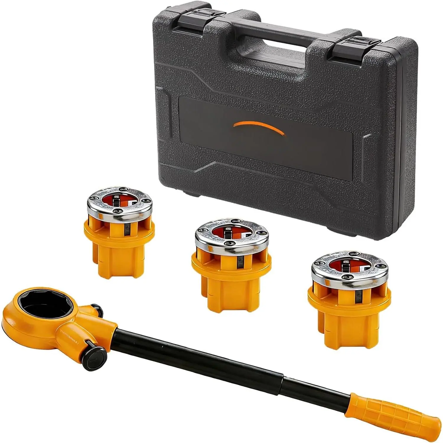 Ratchet Pipe Threader Kit w/ 3 NPT  (1/2", 3/4", 1"), Heavy-Duty 9iCr teel Threading Tool for Galvanized, Iron, Copper &  Pipe, Portable with torage Cae