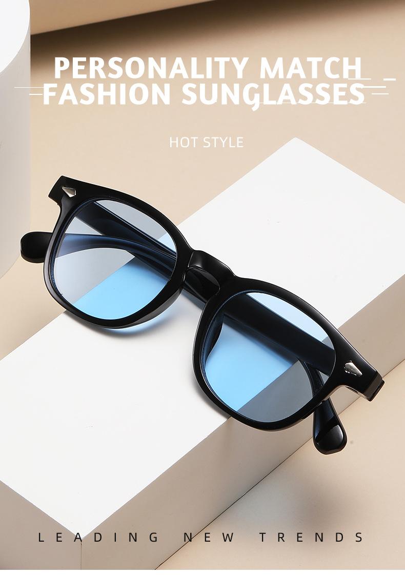 New European and American retro round frame rice nail sunglasses for men, cross-border popular sunglasses, trendy UV resistant sunglasses