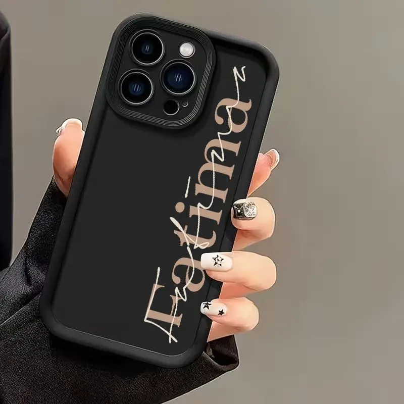 Phone Case - Phone Case Black Personalized Name Print for iPhone 17 E Air 16 15 14 Pro Max Plus 13 12 Mini 11 X XS XR