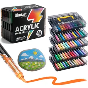 24/36/60 Color Acrylic Markers In a Box. Rich, Quick-drying, And Bleed-through; Suitable For Multiple Materials; Easy To Store; Perfect For Freehand Drawing, Journaling, And Doodling.