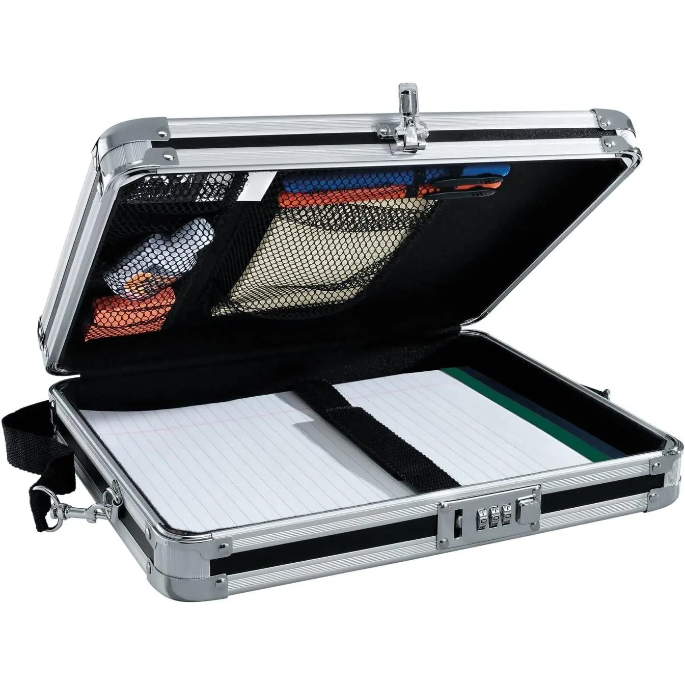 Locking Clipboard with Storage for Work - Heavy-Duty Contractor Clipboard Box with Aluminum Trim, Combination Lock, 8.5x11 In Letter-Size Paper/Tablet Hold, Black, Comfortable Carrying Option, Key-Hole on Back for Securing Sensitive Information