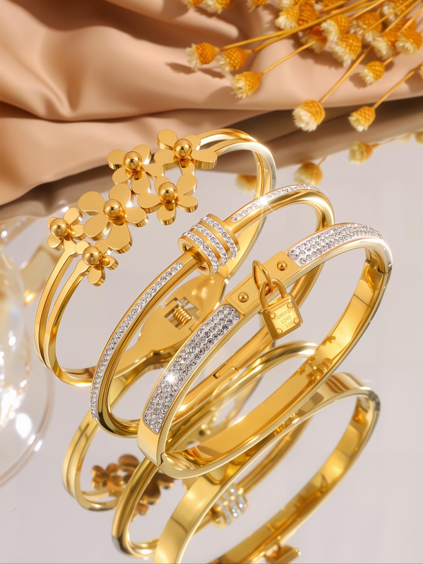 Elegant Luxury Bracelet Set, Stainless Steel Jewelry for Women & Men, Trendy All-match & Exquisite Jewelry for Birthday Gift