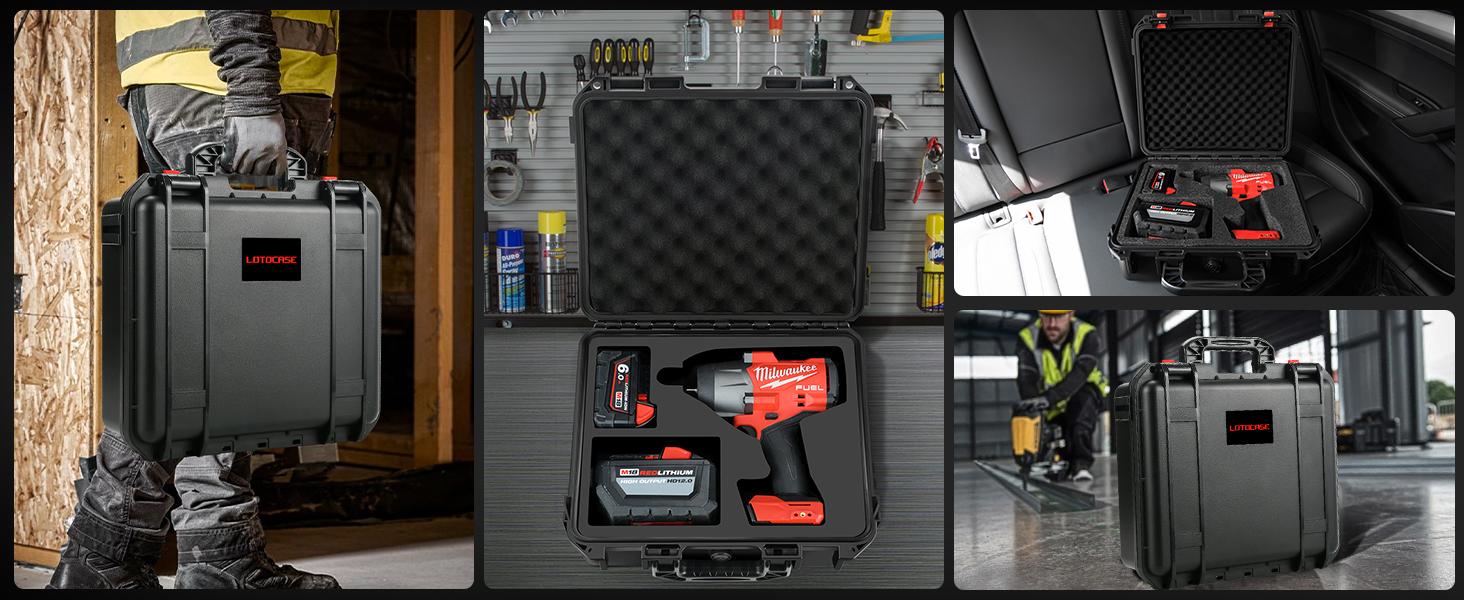 Case for M18 Impact and Torque Wrench - Waterproof Hard Tool Box for Milwaukee Set, Power Tool Combo Kit Bag for 18V 20V 2/1 3/4 3/8 Cordless Torque Wrenches/Battery (Case Only)