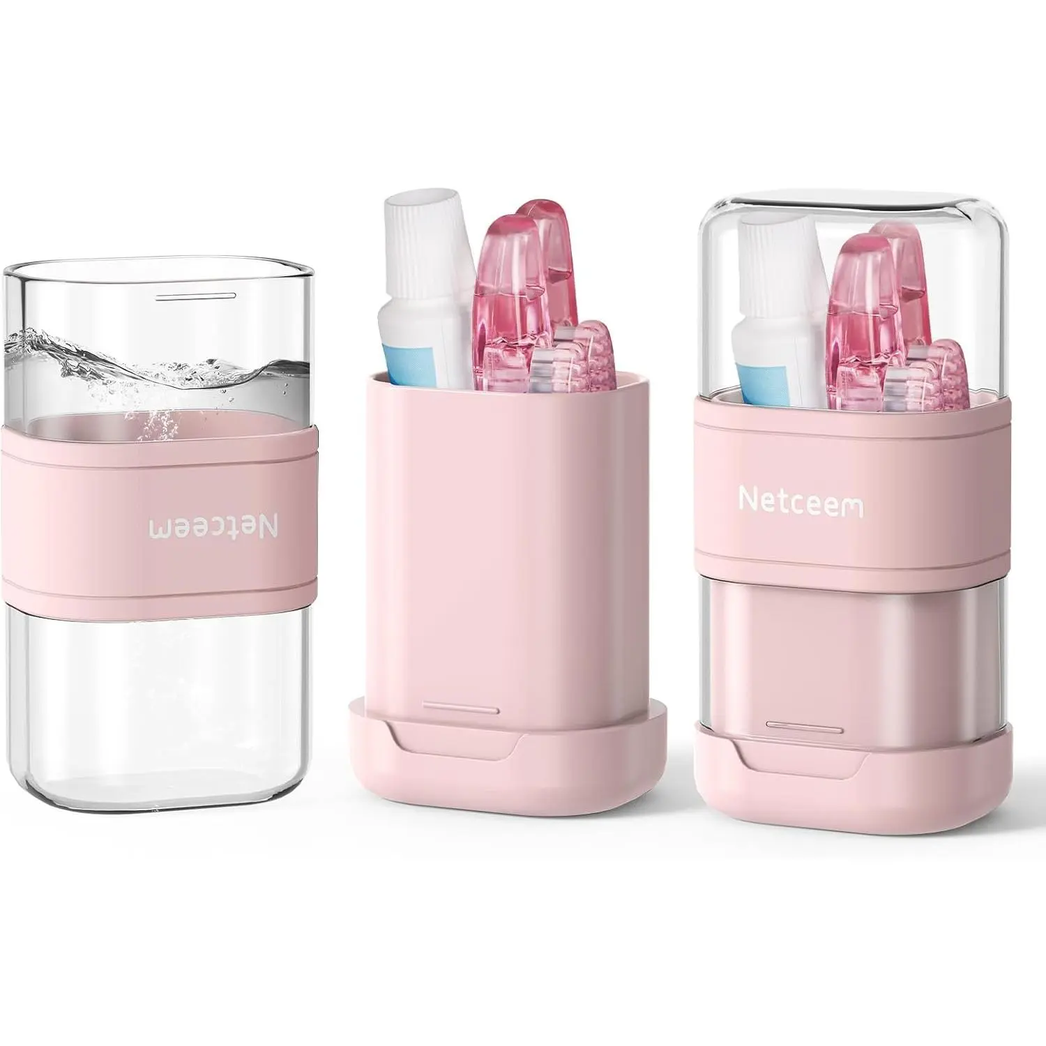 Toothbrush Travel Case Kit,Folding Tooth Brush Holder and Toothpaste Cover Container with Mouthwash Cup, Oral Organizer for Traveling,, Camping, Business Trip(1Pack